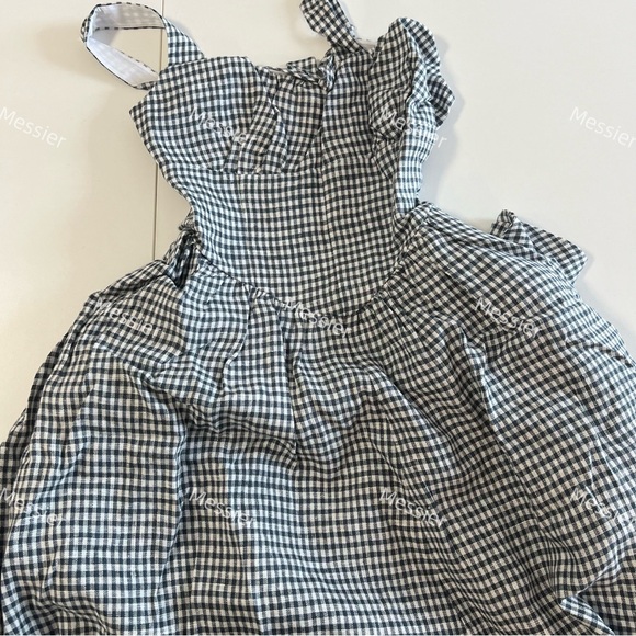 Reformation Balia Linen Dress in Slate Check - Picture 9 of 13